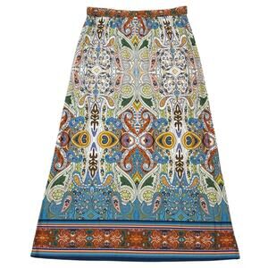 Vintage 90s Chico’s Bohemian Art Deco A Line Midi Maxi Skirt Large Art to Wear